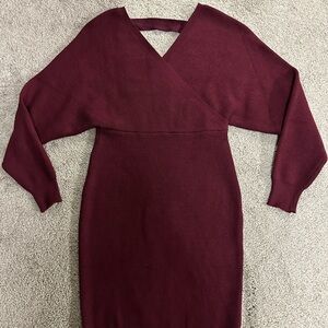 Elegant Burgundy Knit Dress